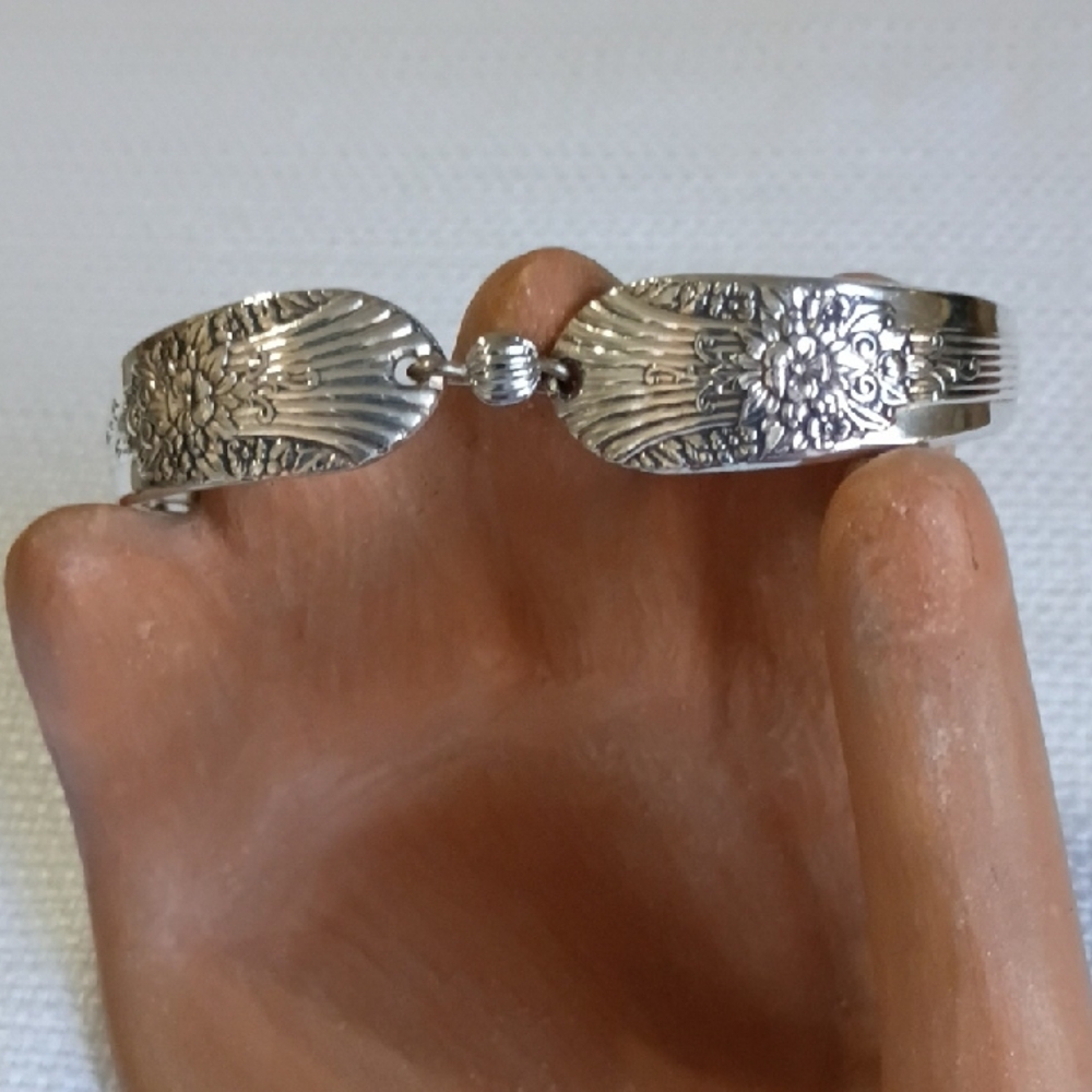 Intricate Silver Floral Bracelet